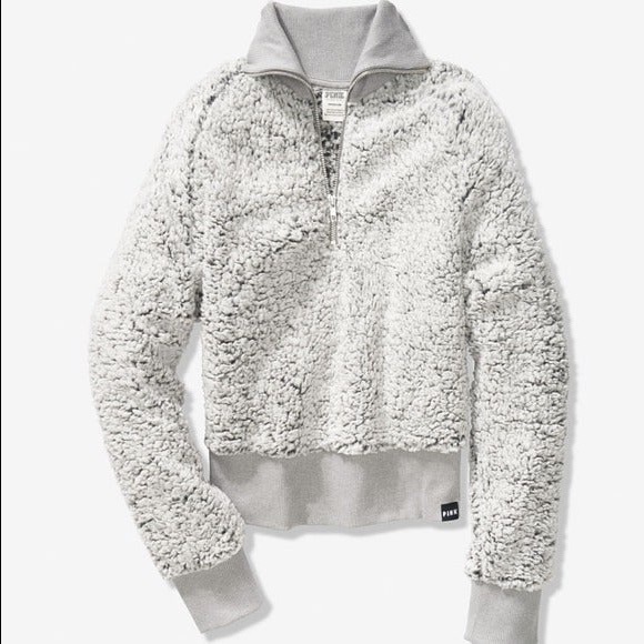 NWOT VS PINK Cropped Sherpa Half Zip - Picture 2 of 10